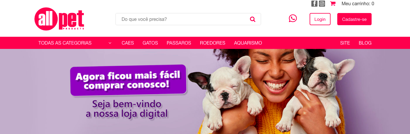 portal de vendas da All Pet